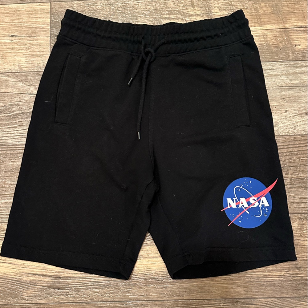 Divided Black Athletic Men's Shorts with NASA Logo